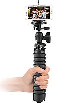 Гнучкий штатив (трипод) H30 см для смартфона, GoPro, камери Alitek Flexible Black + рівень (62079), фото 6
