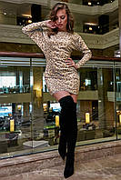 Нарядное платье летучая мышь леопардовое 42-48 размера золотое