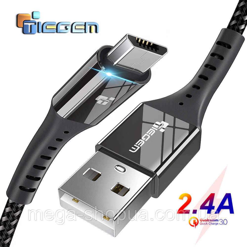 Кабель для швидкого заряджання телефону смартфона USB – micro USB 1м. Зарядний провід шнур microUSB мікро ЮСБ W1B