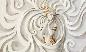 Флізелінові фото шпалери 3д Барельєф 416x254 см Скульптура дівчини з золотими прикрасами (3043VEXXXL)+клей