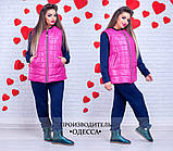 Осіння жіноча синтепонова стьобана подовжена жіноча жилетка батал розміри 48-56. Арт-1347/37, фото 4