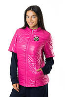 Осіння жіноча синтепонова стьобана коротка батальна жилетка розміри 42-56. Арт-1348/37