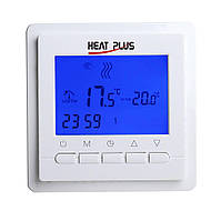 Терморегулятор Heat Plus BHT-306 Белый / Программируемый, кнопочный, для теплого пола, с 2-мя датчиками