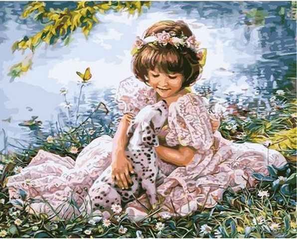 Картина за номерами 40х50 см. Babylon Дівчинка і щеня (VP 631), фото 1