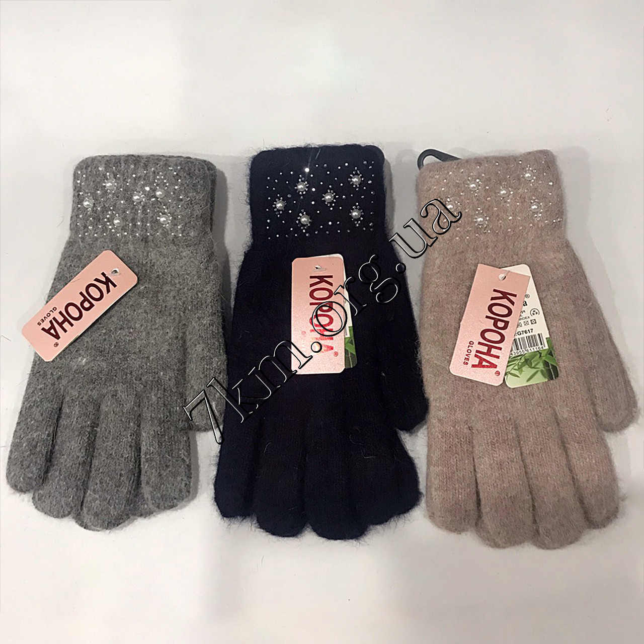 Рукавички подвійні дитячі для дівчаток Корона Оптом 7617, фото 1