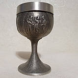 Олов'яний винний келих на ніжці Щаслива і радісна Сім'я, фото 2