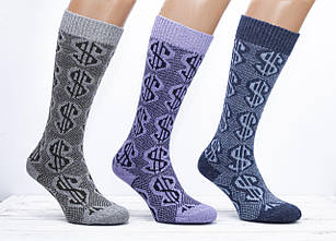 Жіночі підколінки Kardesler теплі шерсть лами з малюнком $, розмір 35-38 4 пари/уп. асорті