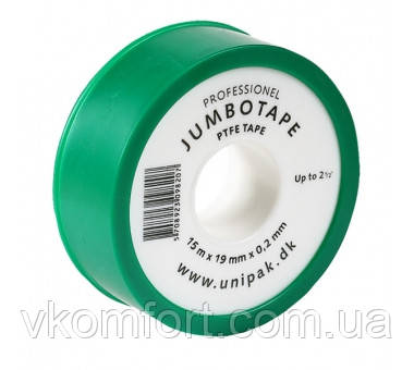 Фум стрічка UNIPAK Jumbotape 10м х19мм х0,20мм Оригінал Данія, фото 1