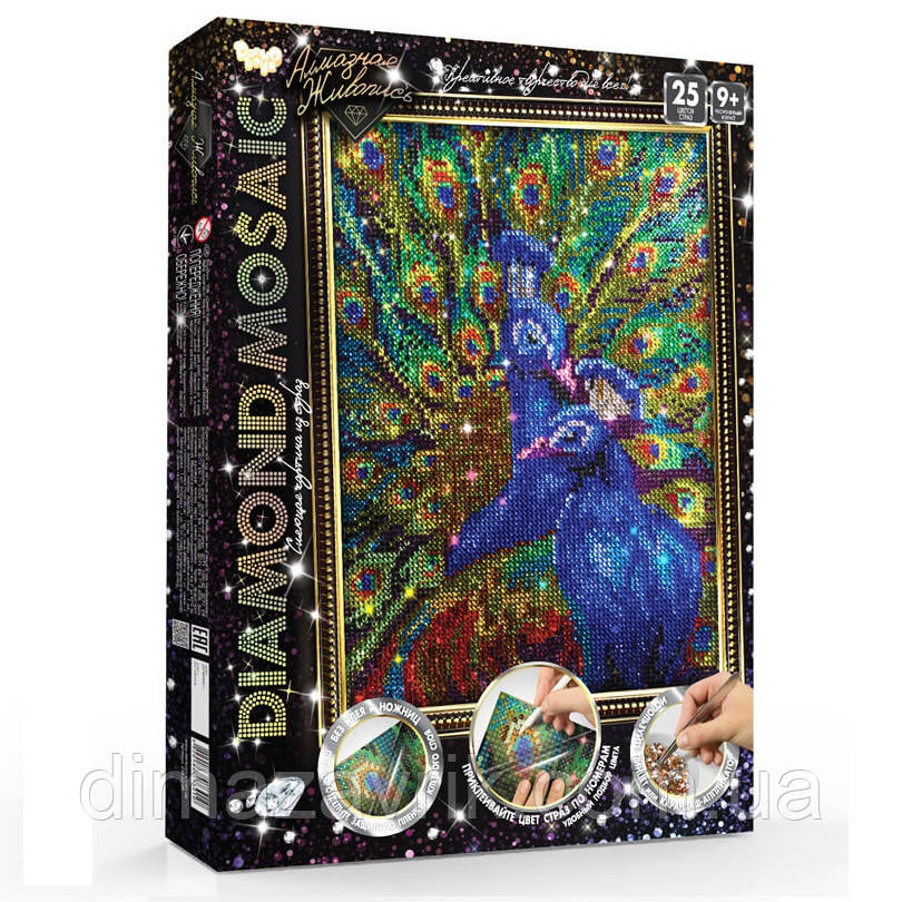 Набір для творчості "Diamond Mosaic" Павичі А4 формат, фото 1
