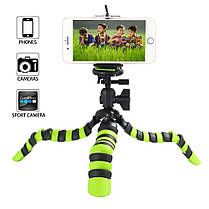 Гнучкий штатив/трипод H30 см для телефона, камери, GoPro Alitek Flexible Black-green + рівень (62080), фото 3