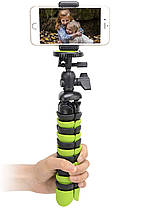 Гнучкий штатив/трипод H30 см для телефона, камери, GoPro Alitek Flexible Black-green + рівень (62080), фото 4