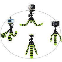 Гнучкий штатив для смартфона + тримач, GoPro, камери Alitek Flexible H19 Black/Green, фото 5
