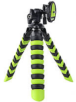 Гнучкий штатив/трипод H30 см для телефона, камери, GoPro Alitek Flexible Black-green + рівень (62080), фото 6