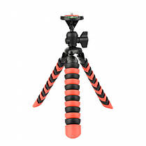 Трипод/Гнучкий штатив для телефона, камери, GoPro з рівнем Alitek Flexible H30 Black/Red + тримач, фото 3