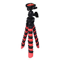 Трипод/Гнучкий штатив h30 см для смартфона, GoPro, камери Alitek Flexible Black/Red + рівень (62081), фото 2