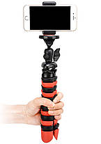 Трипод/Гнучкий штатив h30 см для смартфона, GoPro, камери Alitek Flexible Black/Red + рівень (62081), фото 2