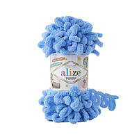 Пряжа Alize Puffy 289 синий (Пуффи Ализе) для вязания без спиц руками