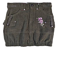 Детская юбка микровельвет для девочки 128 см с вышивкой