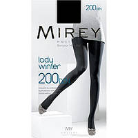 Теплі колготки тривимірне плетіння з м'якої 3D бавовни Mirey LADY WINTER 200 ден No4 L чорні ЛЖЗ-120478