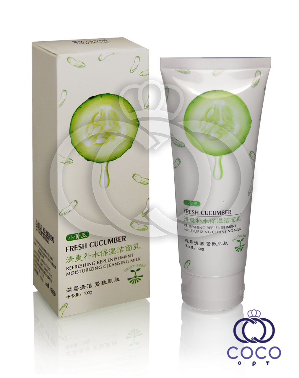 Корейське очисне та зволожувальне молочко для вмивання Fresh Cucumber з екстрактом огірка