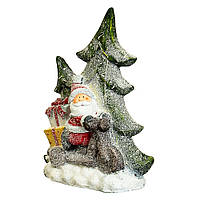 Новогодняя статуэтка с подсветкой "Дед мороз и ёлка" 50х39х13 см (керамика)