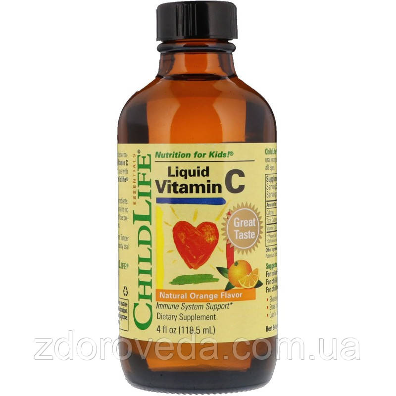 ChildLife, Рідкий вітамін C, смак натурального апельсина, 118,5 мл