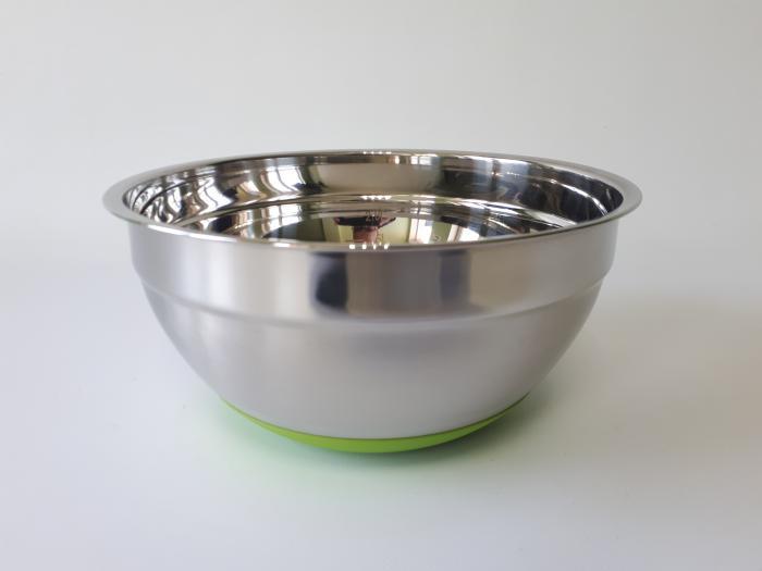 Миска кухонна з силіконовим дном для міксера з нержавіючої сталі глибока D 24 cm H 11 cm 2,1 л Нержавіюча сталь