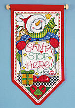 Набір для вишивання хрестом "Santa Stop Here//Санта тут" Design Works dw5488