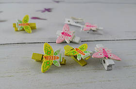 Набір прищіпок канцелярських Прищіпка-метелик 3,5 см в пакеті 5-579