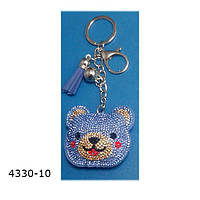 Брелок на ключі шкіряний стразами ведмедик