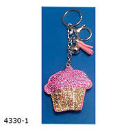 Брелок на ключі шкіряний стразами тістечка