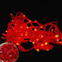 Гірлянда Нитка світлодіодна LED 100 лампочок Червона, 600 см, червоний дріт (1183-05)