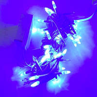 Гирлянда Нить Конус рис светодиодная LED 100 лампочек Синий, 700 см, белый провод (1-25)