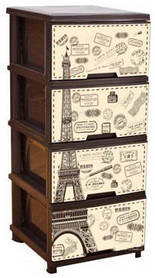 Комод з малюнком Париж темно-коричневий 4 ящика "Алеана" + Відео