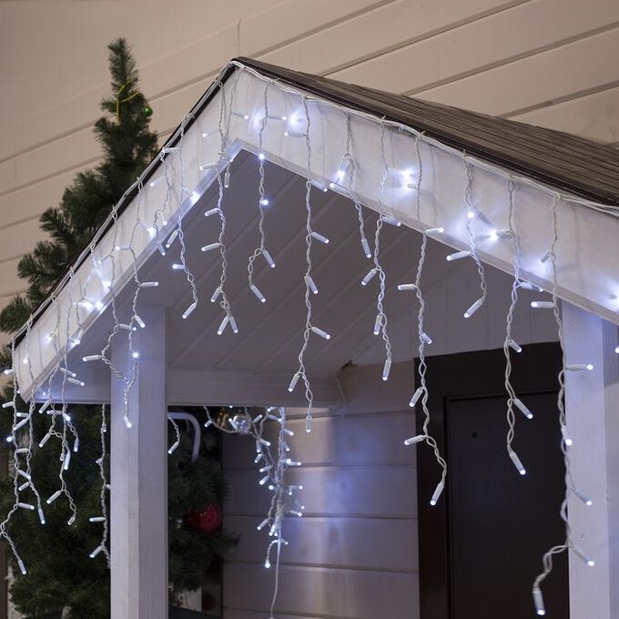 Гірлянда Бахрома 5х0.7 м, 180 LED, холодний білий, вулична, з мерехтінням, білий гумовий дріт