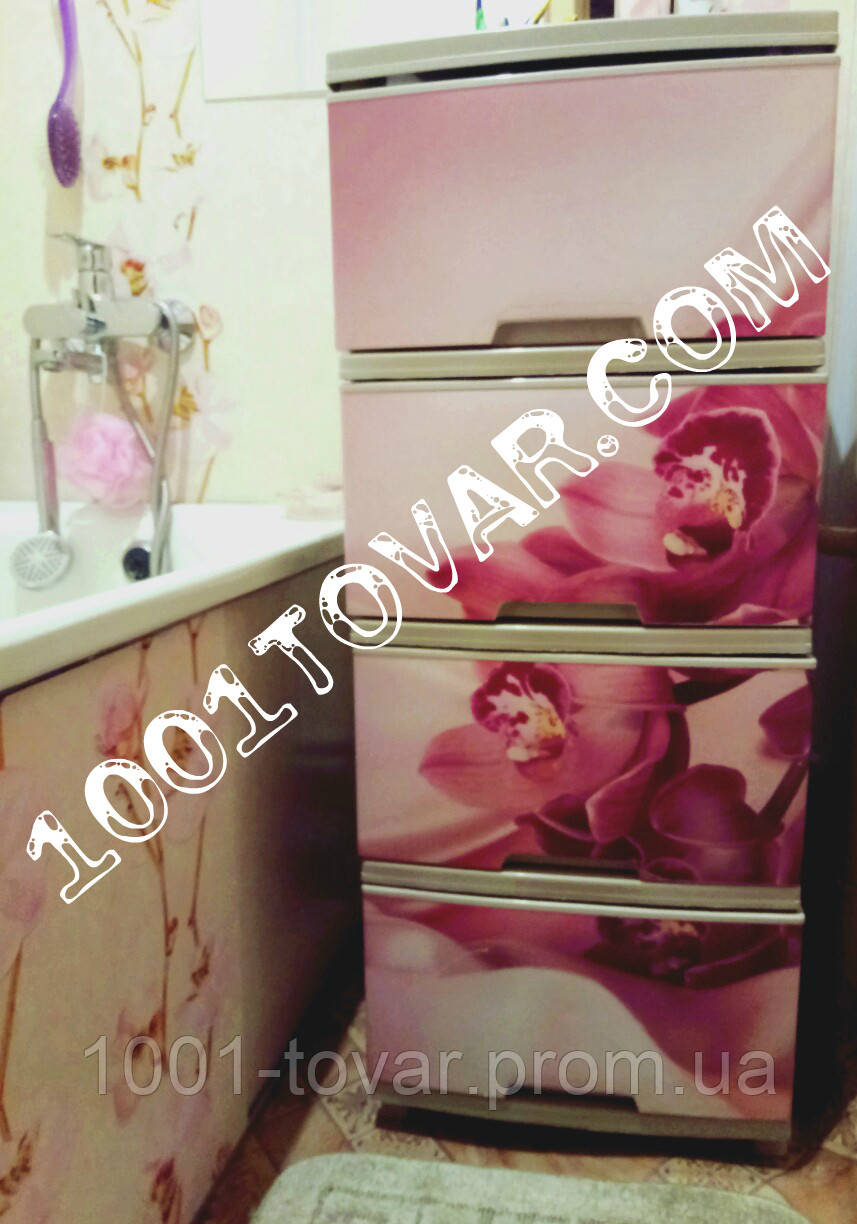 Комод пластиковий, з малюнком "Орхідея рожева", 4 ящики, під замовлення