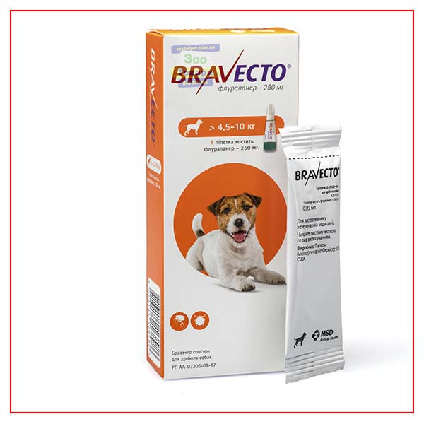 Капли Bravecto 4,5-10кг Spot-On (Бравекто Спот-Он) от Клещей и Блох для ...