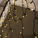 Гірлянда Бахрома 5х0.7 м, 180 LED, жовтий, вулична, з мерехтінням, чорний каучуковий дріт, фото 3
