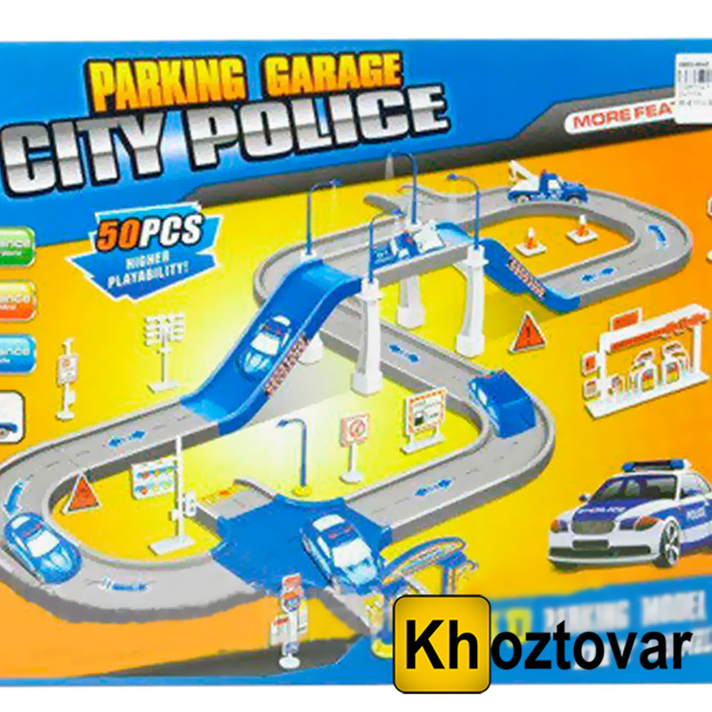 Дитяча перегонова дорога Parking Garage City Police ⁇ Автотрек 50 деталей
