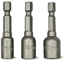 Набор головок для шуруповерта магнитные Cr-V 48мм М6,М8,М10