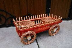 Телега декор для саду. Декоративний візок плетений з лози 60 см
