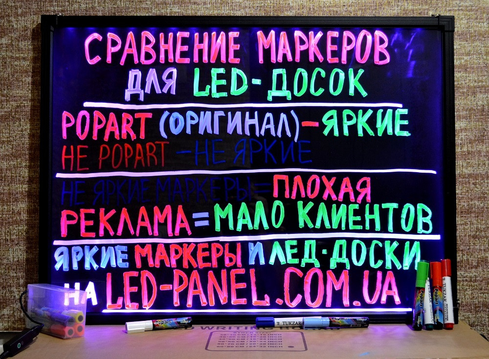 Led-доска, led-панель 60*80см., яркая, с гарантией, надёжная, светодиодная маркерная светящаяся лед доска - фото 8 - id-p62867291