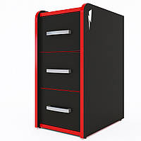 Мобільна тумба T-Box ЛДСП чорний/червоний (Zeus ТМ)