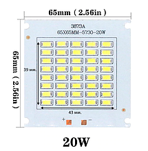 Світлодіод 20 ватт під драйвер 30-36V Led 40шт. SMD LED 20w 32V 65х65мм.