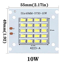 Світлодіод 10 ватт під драйвер 30-36V Led 20шт. SMD LED 10w 32V 55х49мм.
