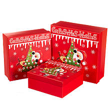 Набір новорічних подарункових коробок "Ялинка" 3 шт. Великі (28х28х10 см) можна поштучно