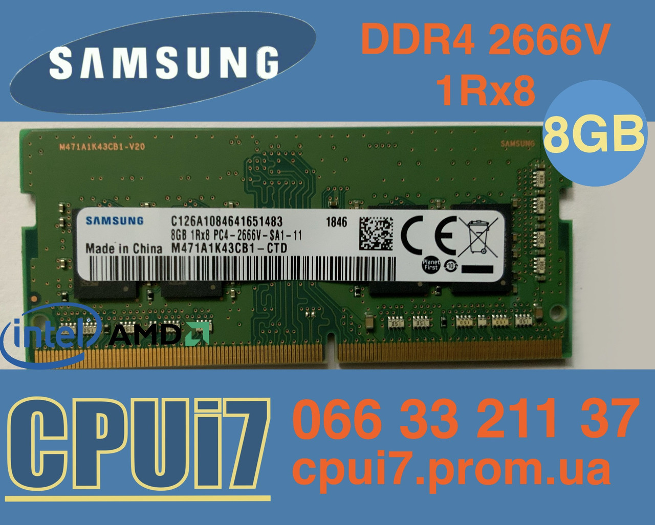 8gb DDR4 Samsung PC4-2666V RAM Оперативна пам'ять M471A1K43CB1-CTD