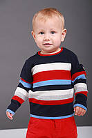 Яркий детский свитер для мальчика в Krytik Италия 84185 / kn / 00a темно-Синий полоски красная| белая| голубая