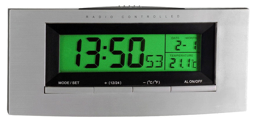 Цифровий годинник з будильником і календарем TFA, Silver-black 981030