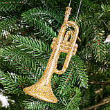 Прикраса на ялинку "Срібна труба в блискітках" (12х3 см), фото 2